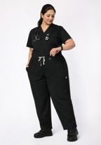 ecoflex™ Women's V-Neck (Black) Plus Size Scrub