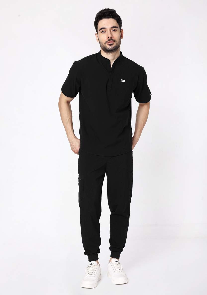 ecoflex™ Men's Mandarin Collar (Black) Scrubs