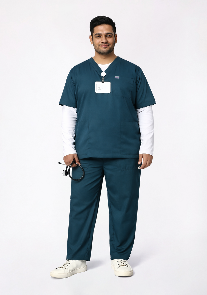 Classic Men's V-Neck (Forest Green) Plus Size Scrub