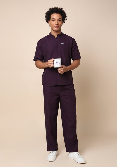 Men's Mandarin Collar (Wine) Scrub