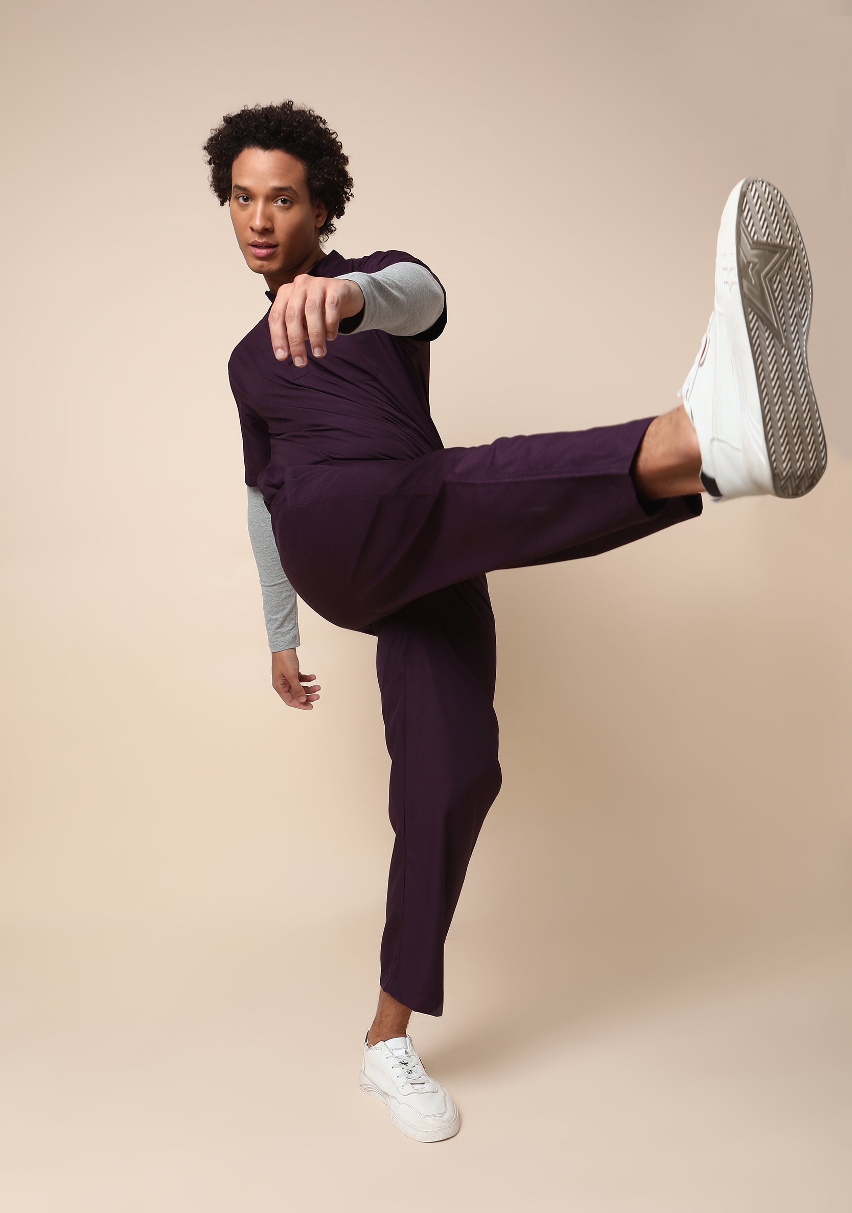 Men's Scrubs - Classic Mandarin Collar Color Heather Grey