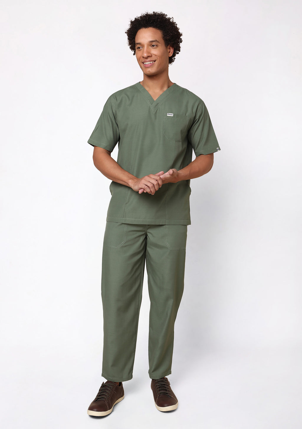Classic Men's V-Neck (Olive) Plus Size Scrub