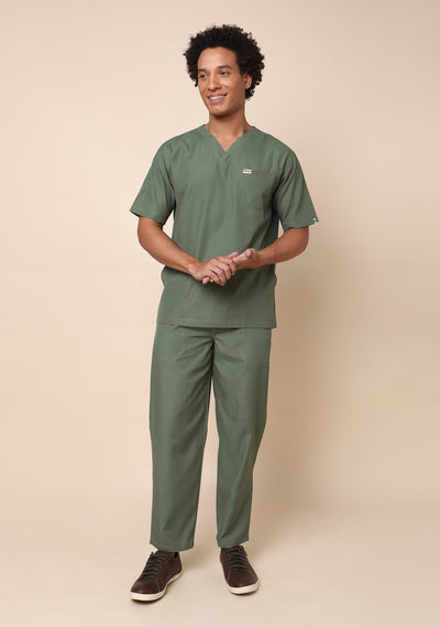 Classic Men's V-Neck (Olive) Plus Size Scrub