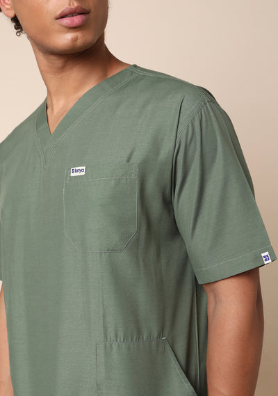 Classic Men's V-Neck (Olive) Scrub