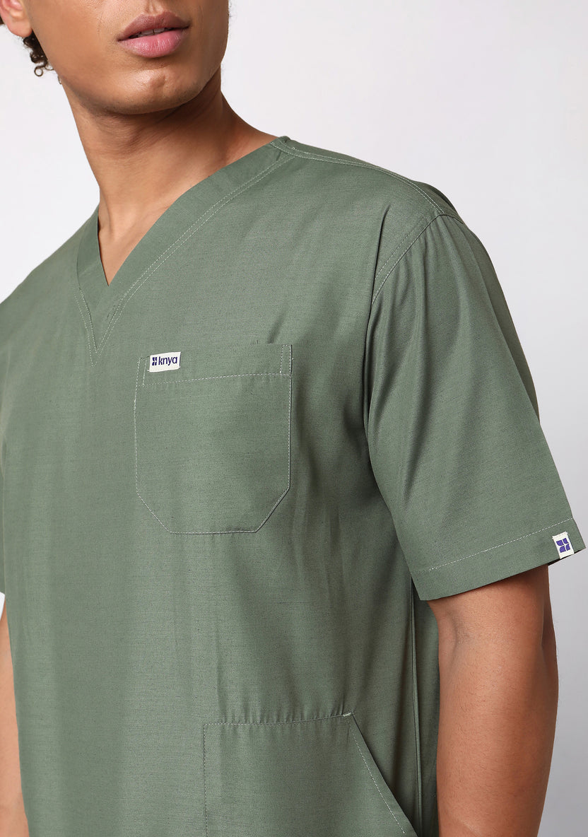 Classic Men's V-Neck (Olive) Scrub