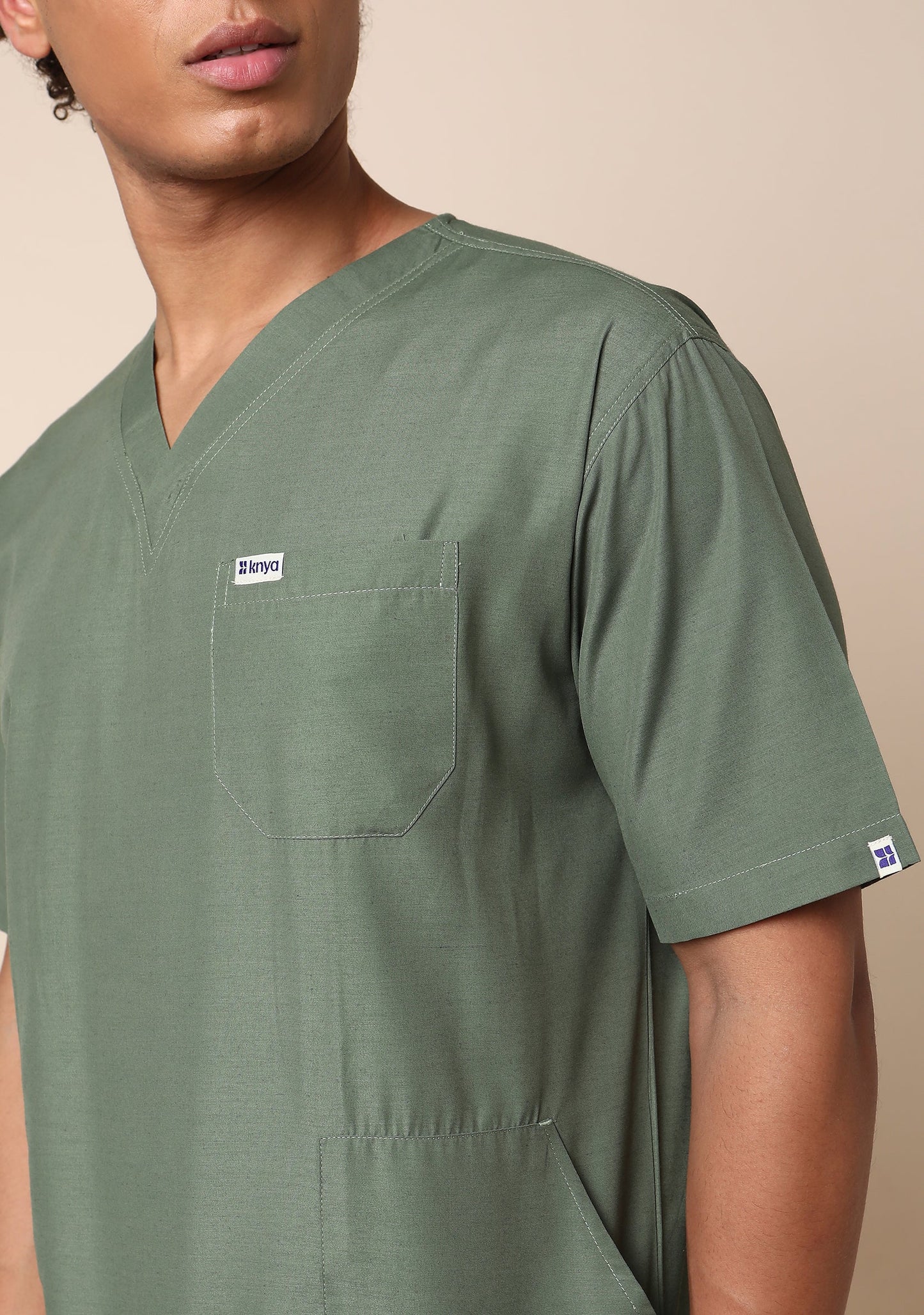 Classic Men's V-Neck (Olive) Plus Size Scrub