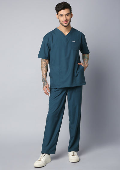 Classic Men's 3-Pocket (Forest Green) Scrub Top