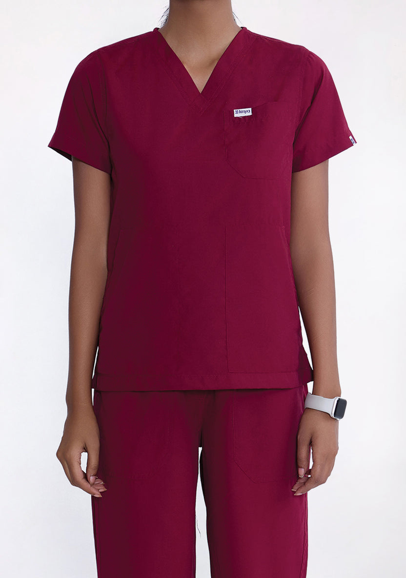 Classic Women's V-Neck (Maroon) Scrub
