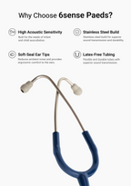6sense Paeds (Navy Blue), Steel Finish Stethoscope