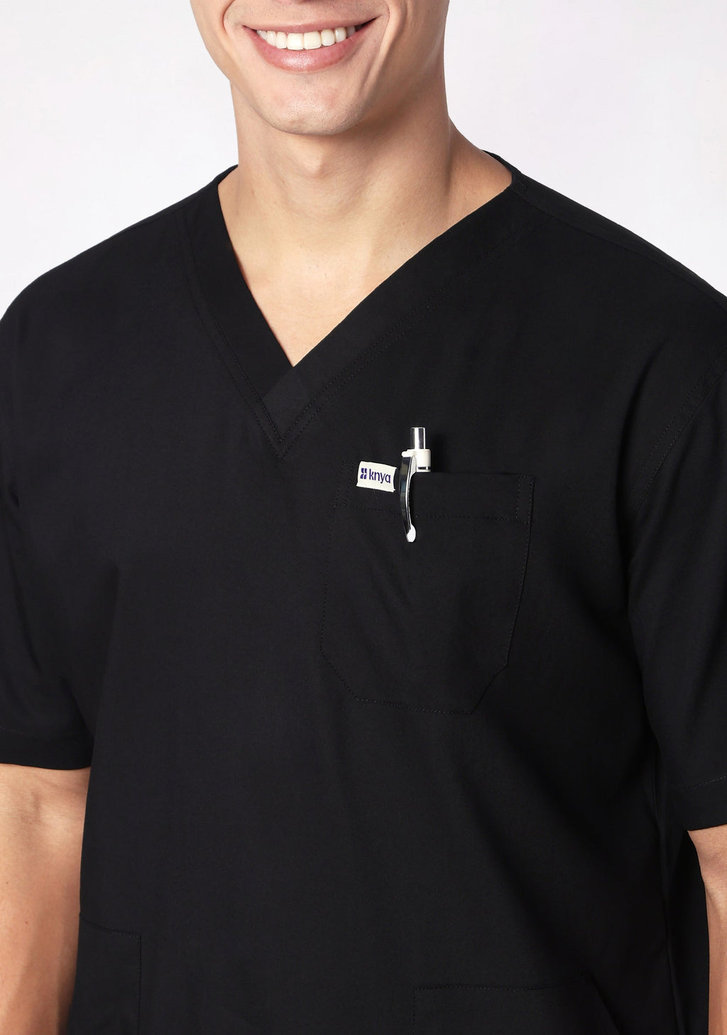 ecoflex™ Men's V-Neck (Black) Scrub.