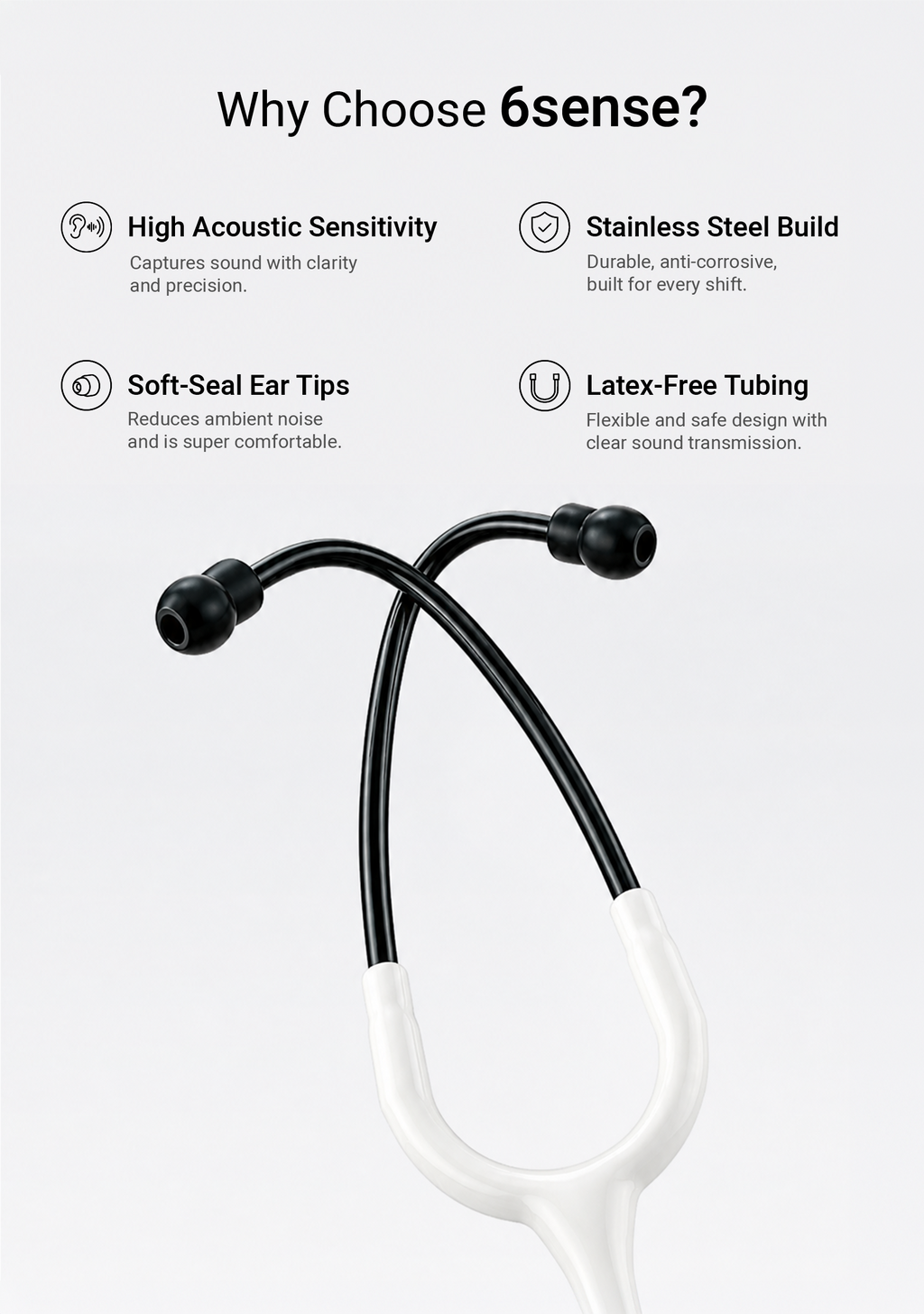 6sense (Elegant White) Stethoscope