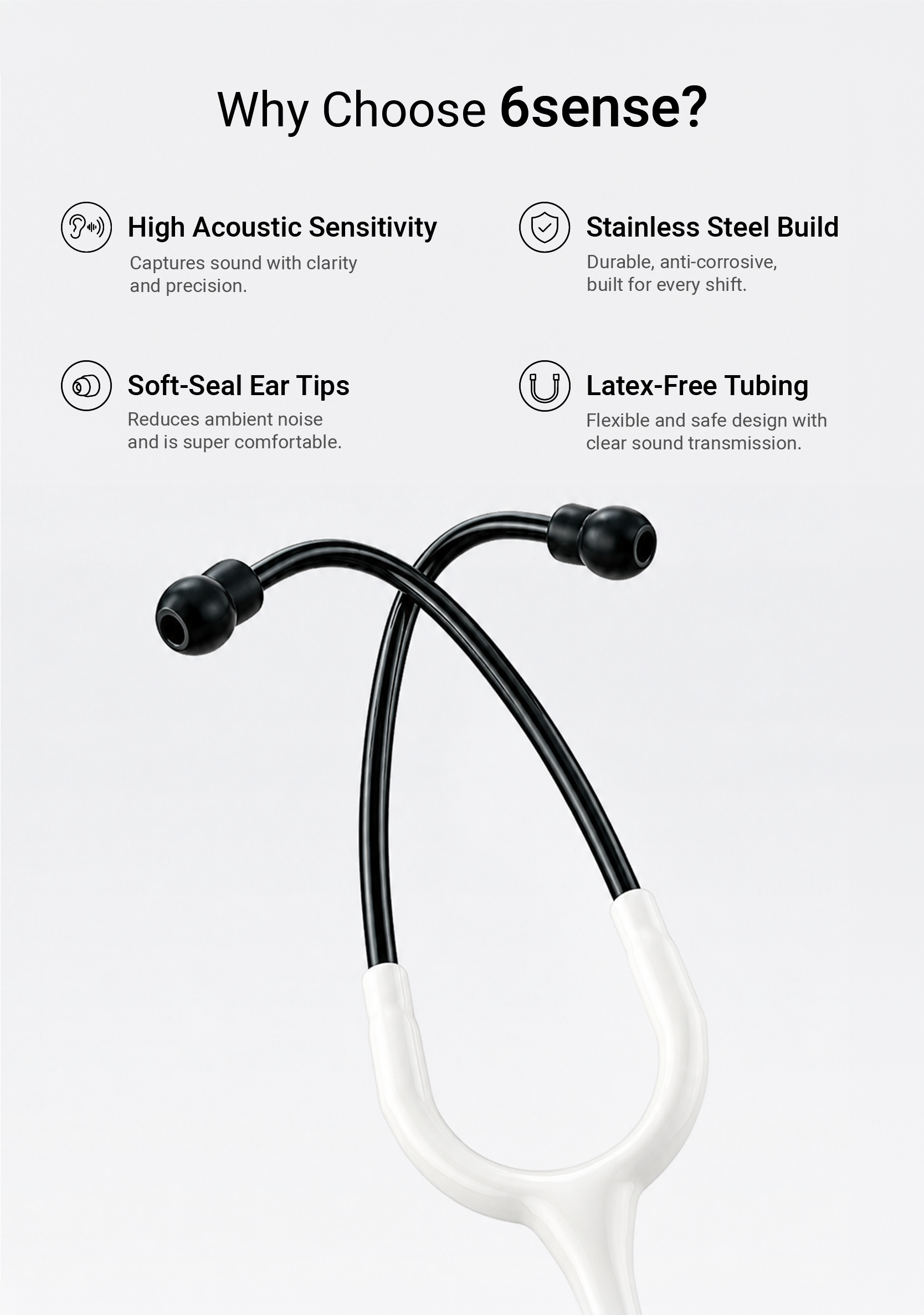 6sense (Elegant White) Stethoscope