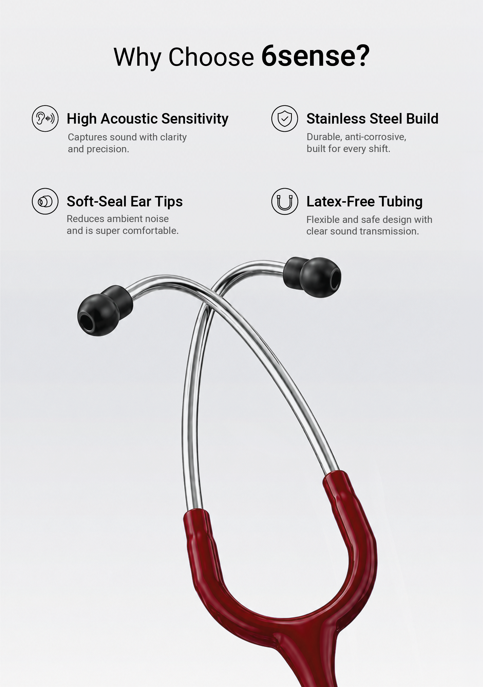 6sense (Maroon) Stethoscope