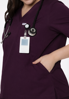 Classic Women's V-Neck (Wine) Plus Size Scrub