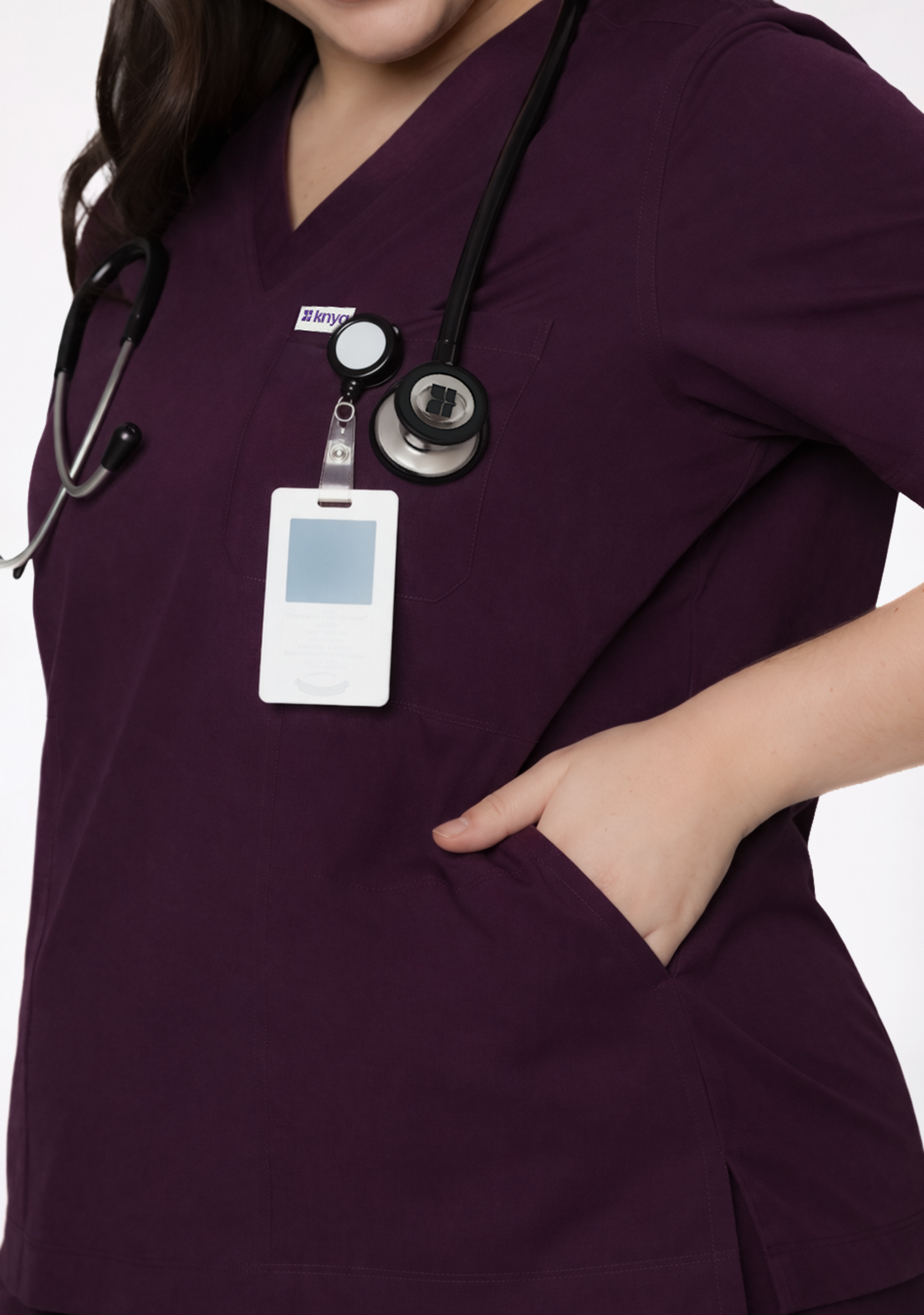 Classic Women's V-Neck (Wine) Plus Size Scrub