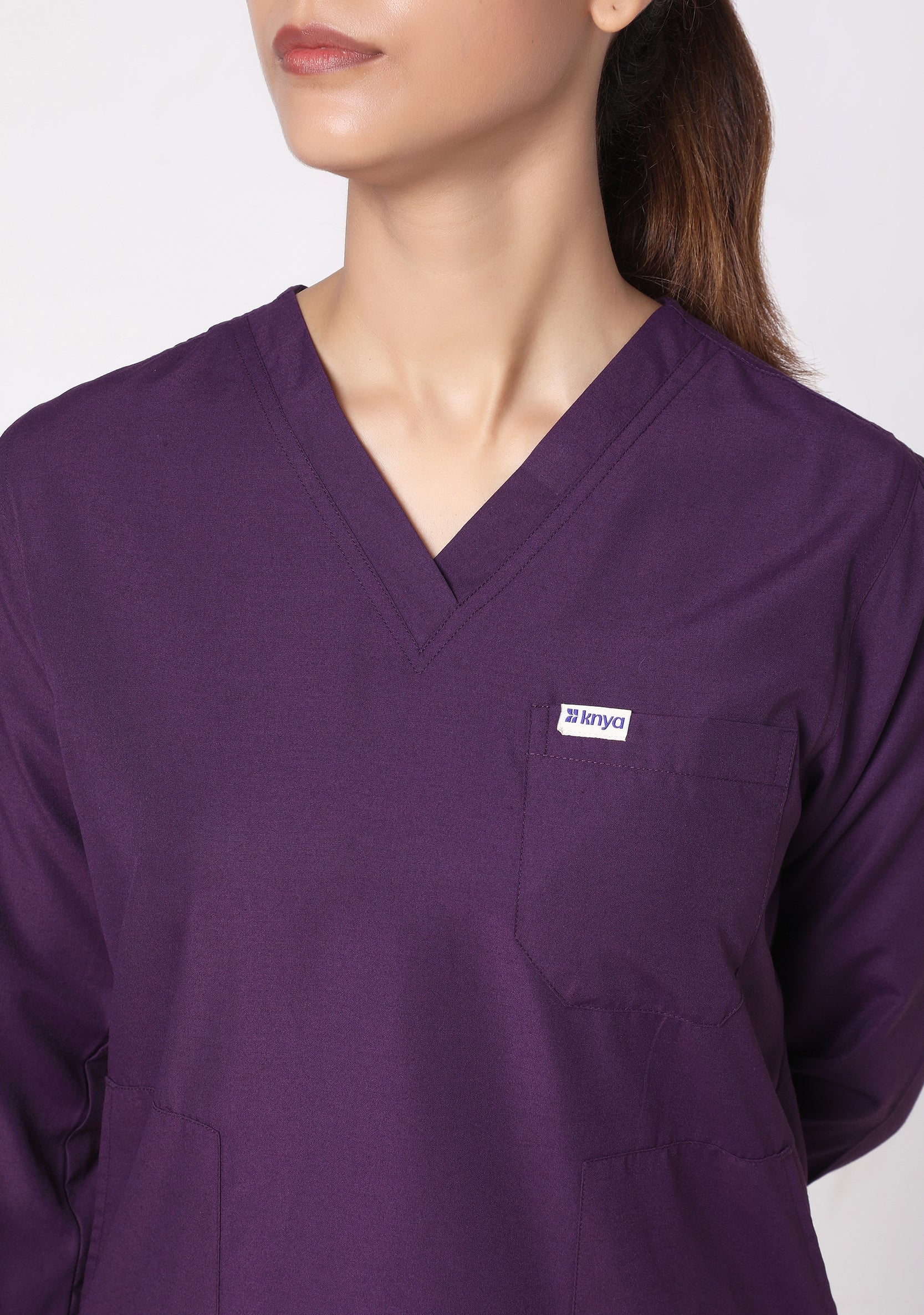 Classic Women's Longsleeves (Wine) Plus Size Scrub