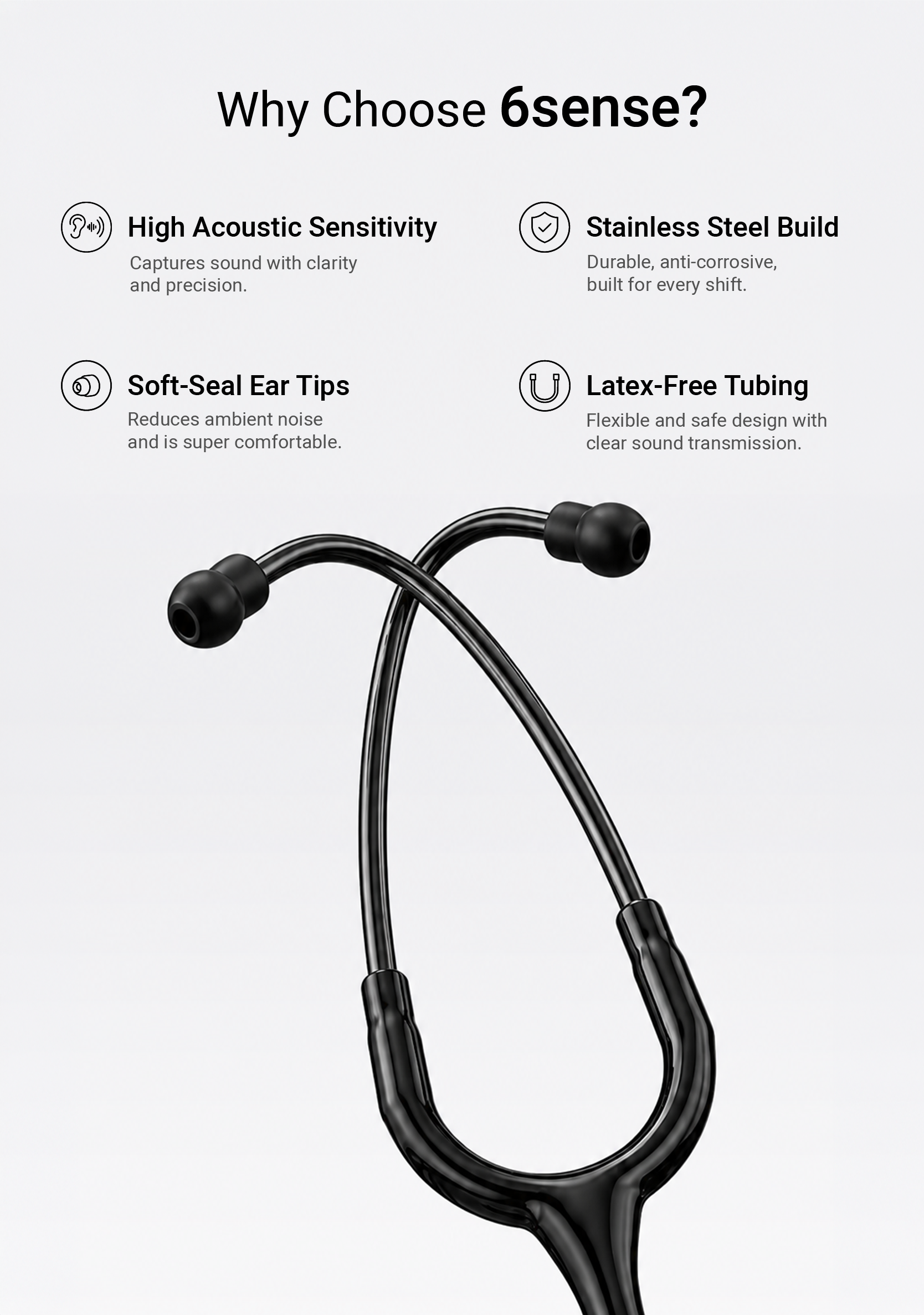6sense (All Black) Stethoscope