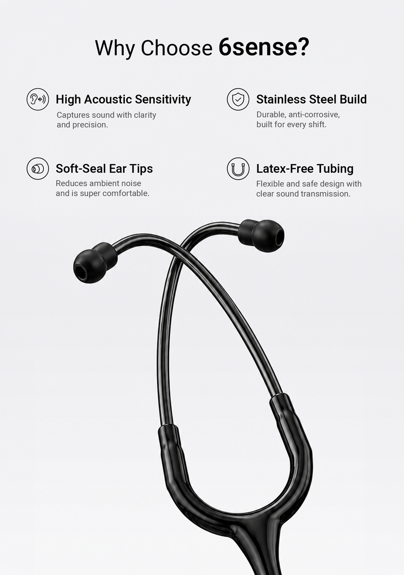 6sense (Black), All Black Finish Stethoscope