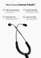 6sense Paeds (Black), Steel Finish Stethoscope