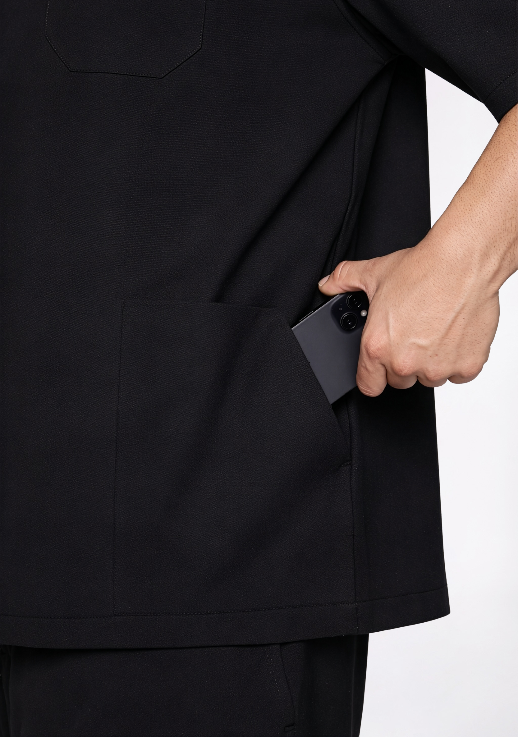 ecoflex™ Men's V-Neck (Black) Plus Size Scrub