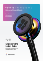 6sense (Black), Rainbow Finish Stethoscope