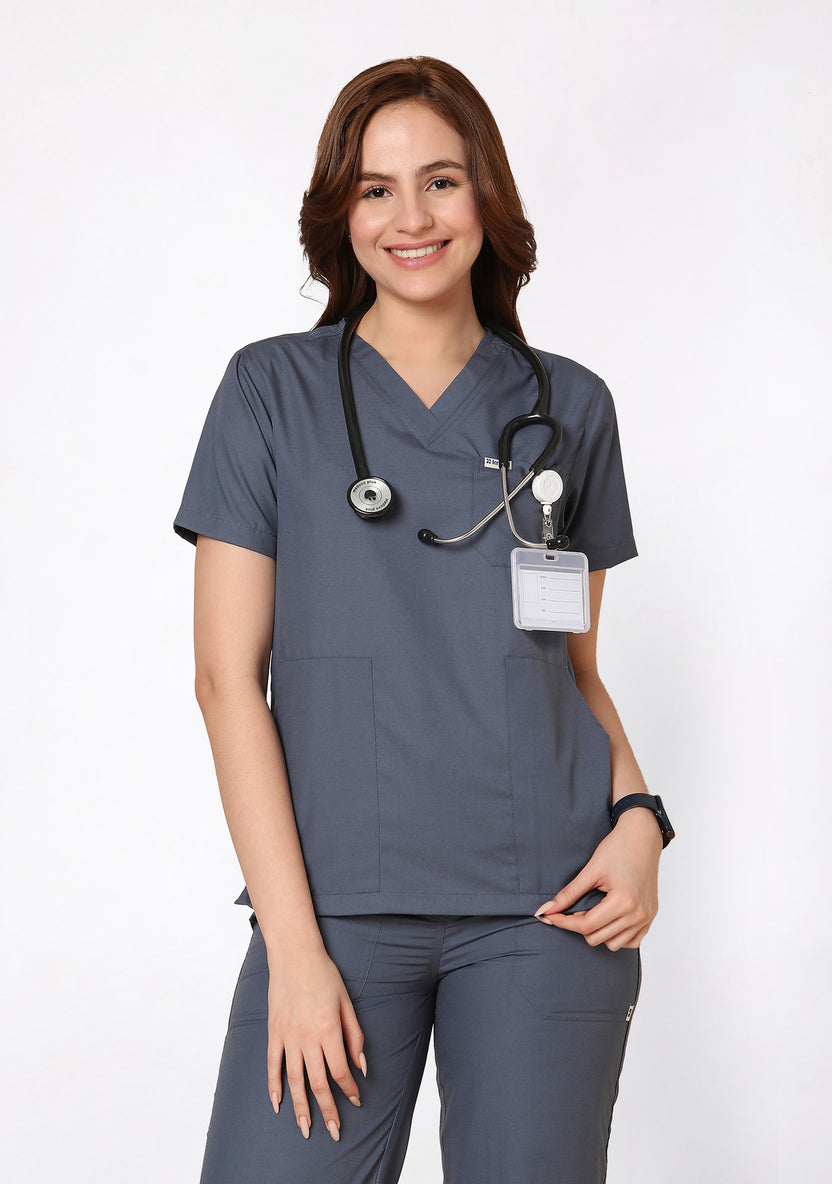 Classic Women's V-Neck (Heather Grey) Scrub