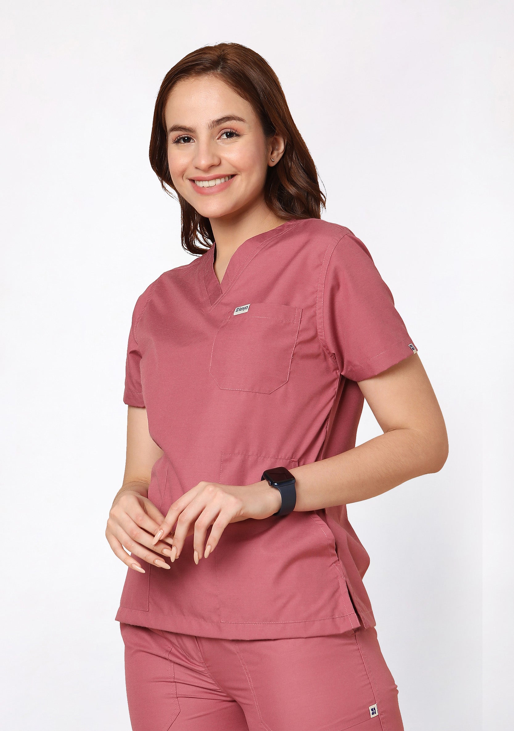 Classic Women's V-Neck (Mauve) Plus Size Scrub