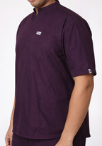 Classic Men's Mandarin Collar (Wine) Plus Size Scrub