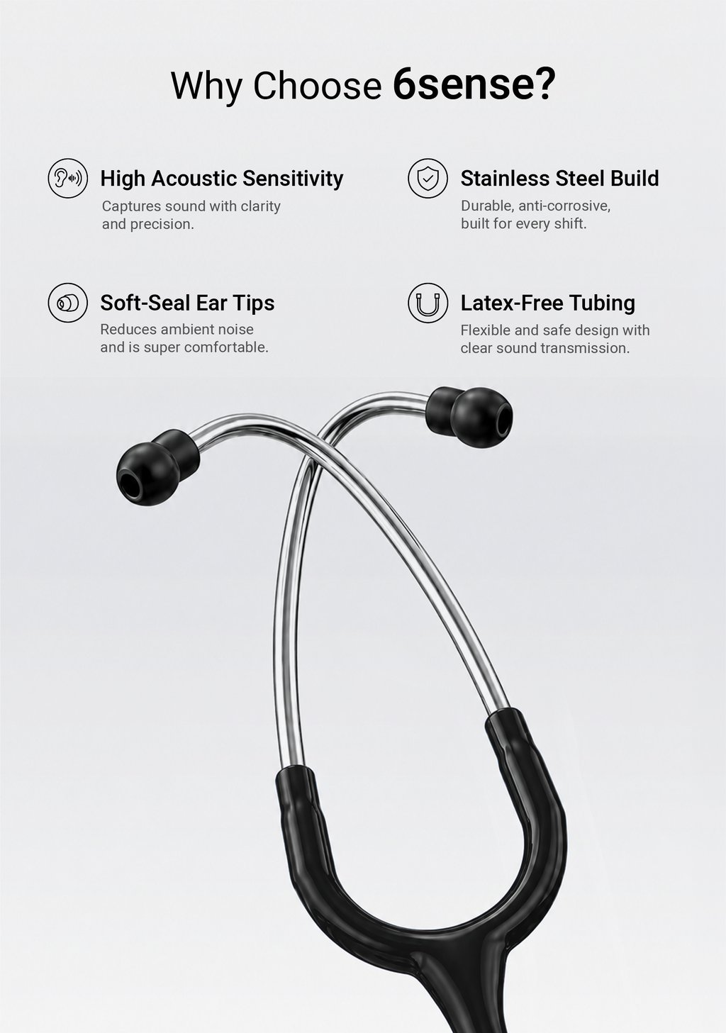 6sense (Black) Stethoscope