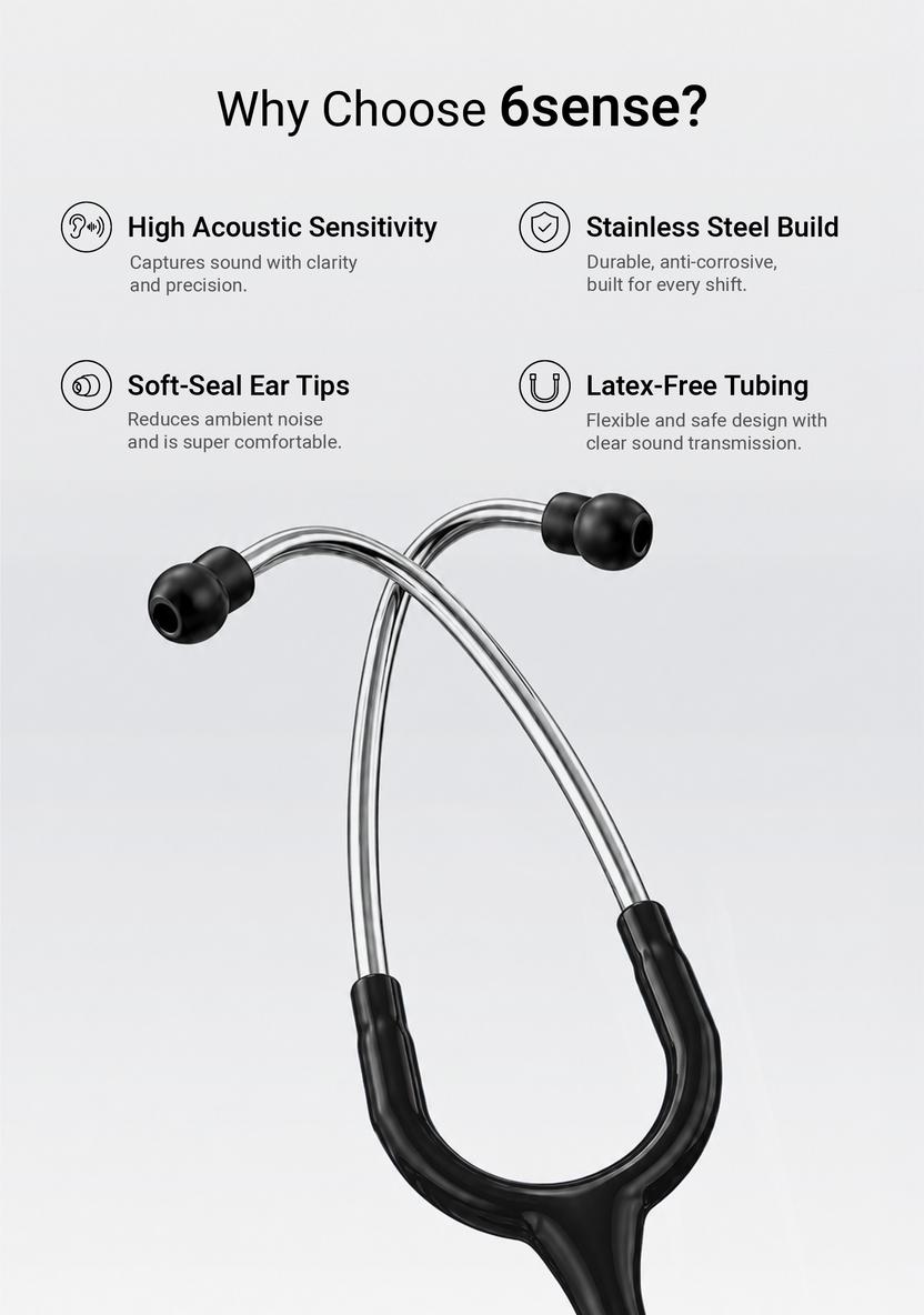 6sense (Black), Steel Finish Stethoscope
