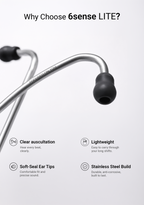 6sense Lite (Black), Steel Finish Stethoscope