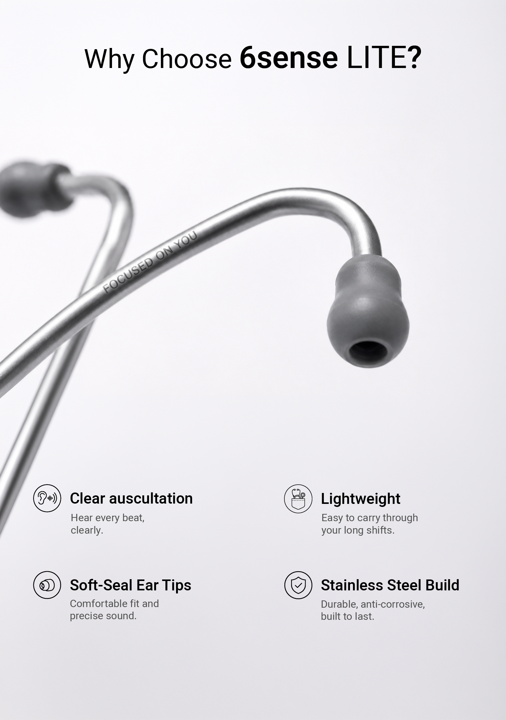 6sense Lite (Maroon), Steel Finish Stethoscope