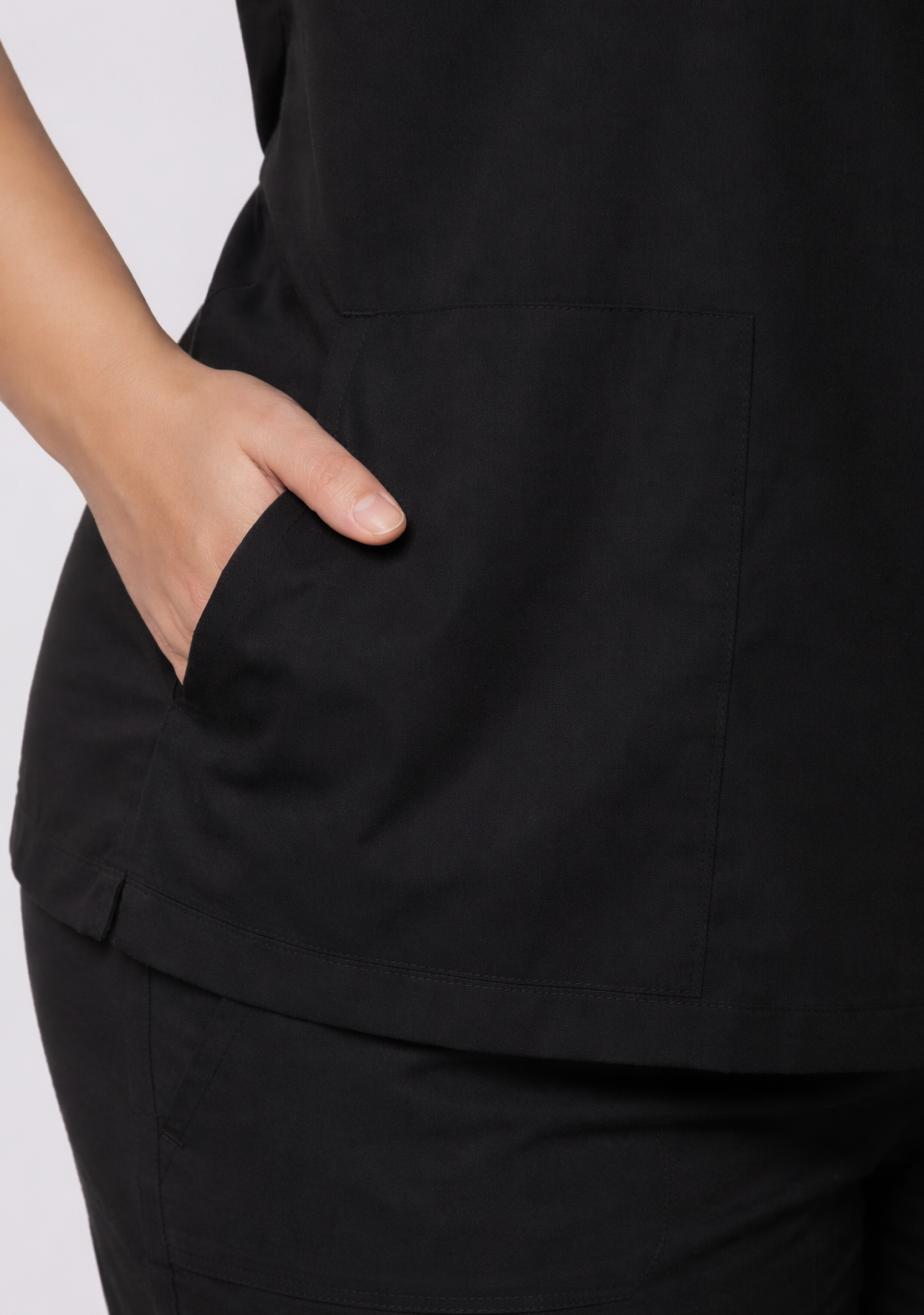 Classic Women's V-Neck (Black) Plus Size Scrub