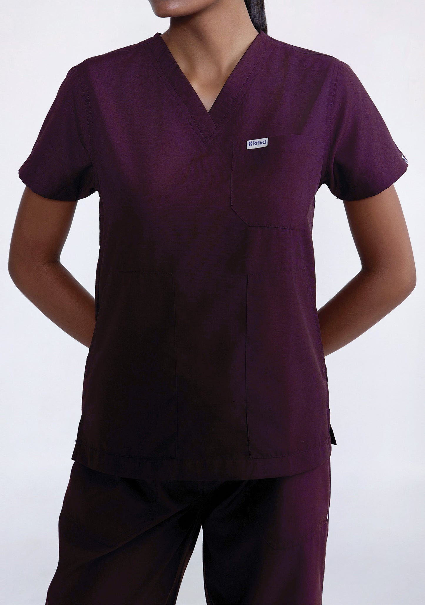 Classic Women's V-neck (Wine) New Gen Scrub 2