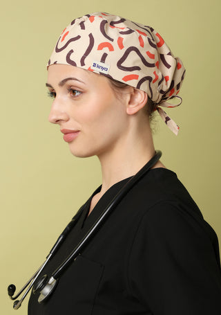 Swirl-Beige Scrub Cap