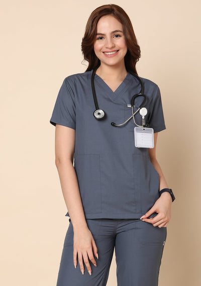 Classic Women's V-Neck (Heather Grey) Scrub