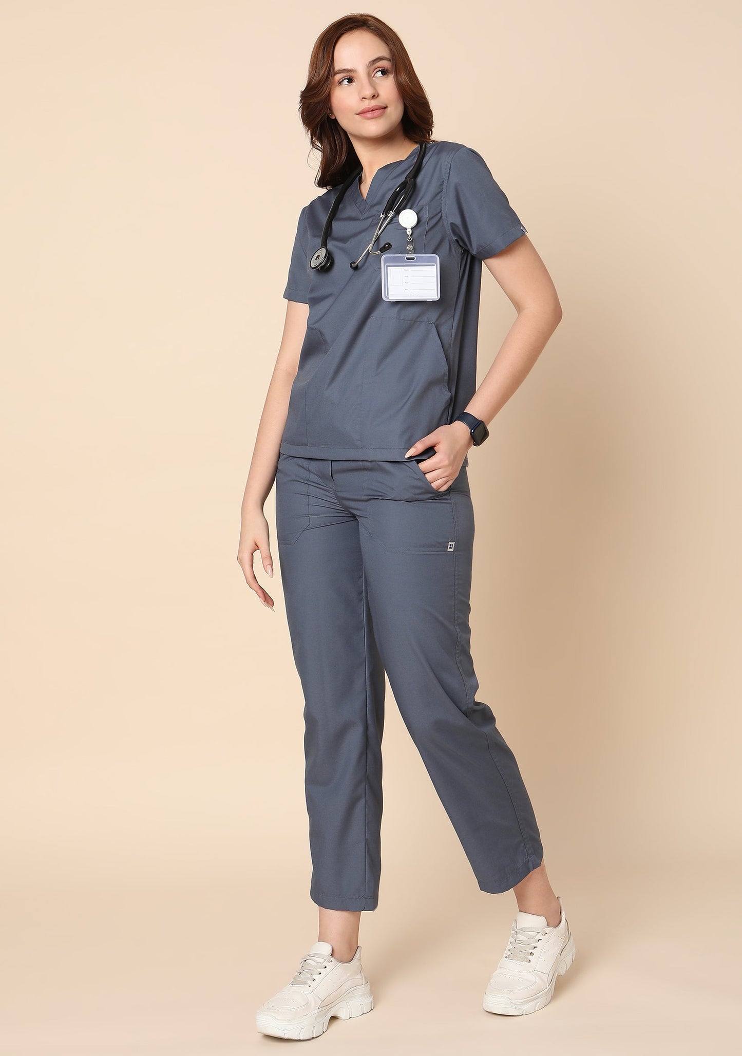 Women's V-Neck (Heather Grey) New Gen Scrub - Bundle set