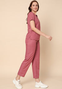 Classic Women's 5 Pocket Mauve Scrub Suit