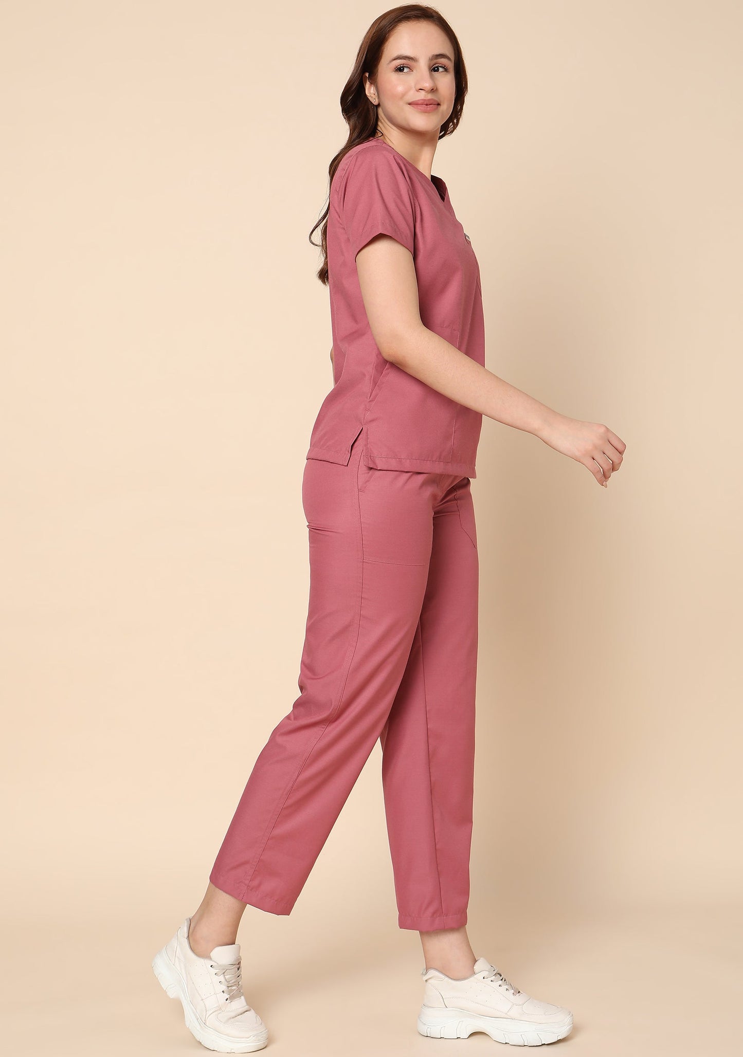 Classic Women's 5 Pocket Mauve Scrub Suit