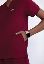 Classic Women's 3-Pocket (Maroon) Scrub Top