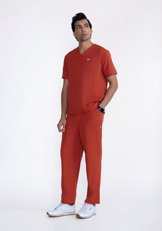 Classic Men's V-Neck (Rust) Scrub