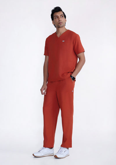 Classic Men's V-Neck (Rust) Scrub