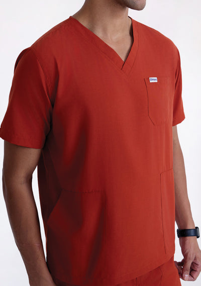 Men's V-Neck (Rust) Active Scrub