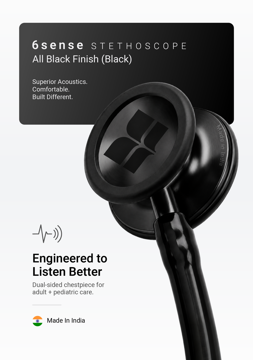 6sense (Black), All Black Finish Stethoscope