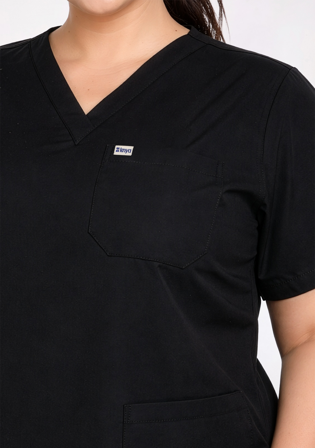 ecoflex™ Women's V-Neck (Black) Plus Size Scrub