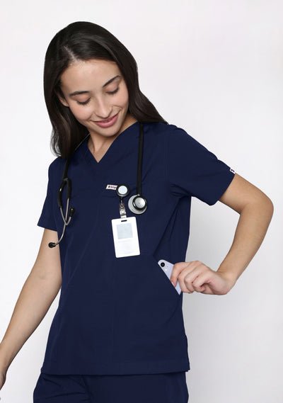 Classic Women's V-Neck (Navy Blue) Scrub