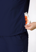 Classic Women's Mandarin Collar (Navy) Plus Size Scrub