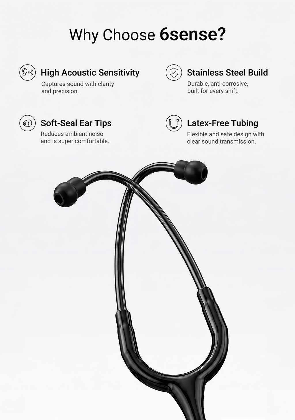 6sense (Black), Rainbow Finish Stethoscope