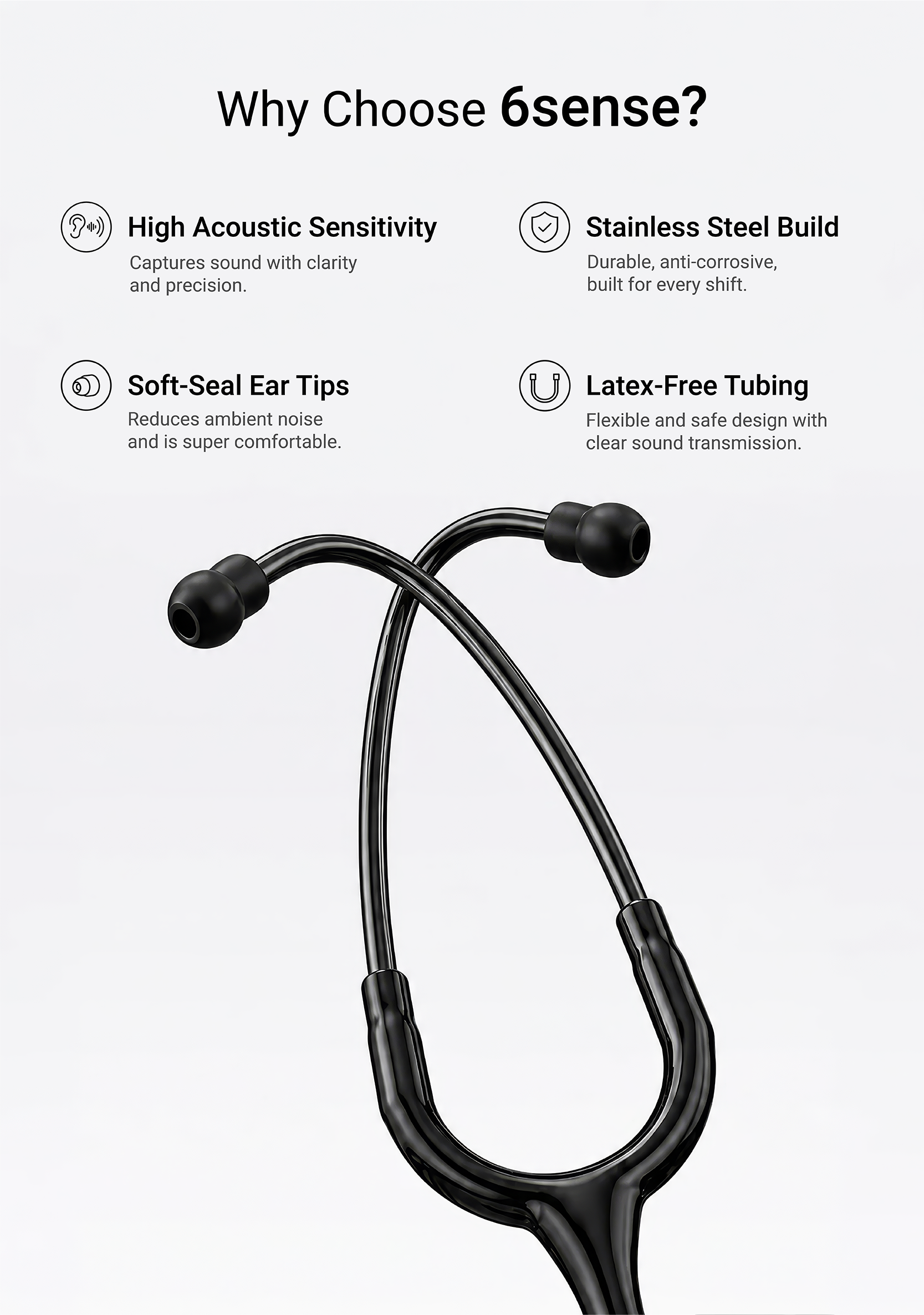 6sense (Black), Rainbow Finish Stethoscope