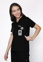 Classic Women's V-Neck (Black) Plus Size Scrub